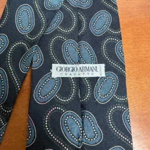 Giorgio Armani Cravatte Silk Tie Blue Green Geometric Medallion Made in Italy – photo 4