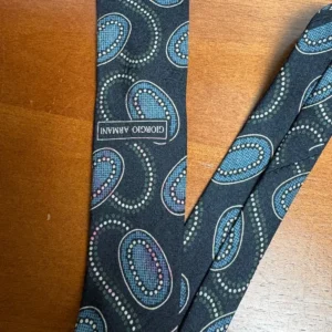 Giorgio Armani Cravatte Silk Tie Blue Green Geometric Medallion Made in Italy – photo 5