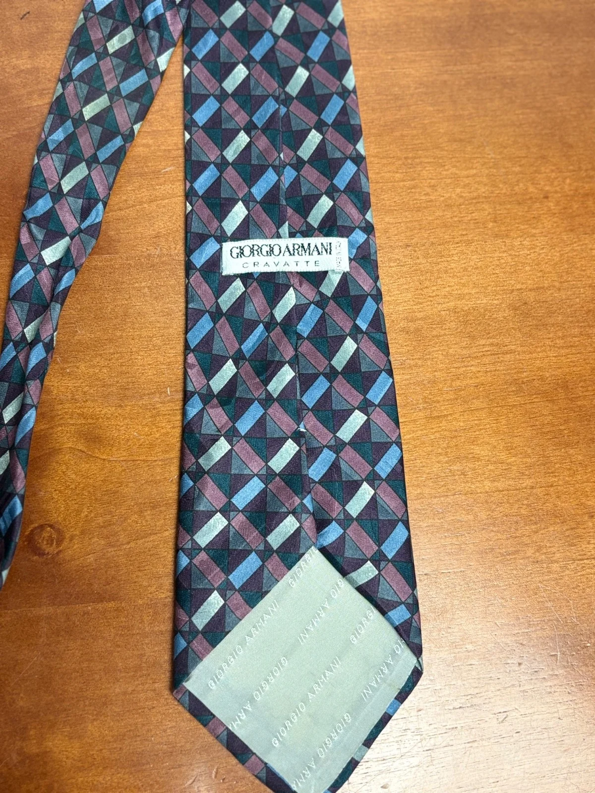 Giorgio Armani Cravatte Tie 100% Silk Geometric Abstract Made in Italy Purple – photo 7