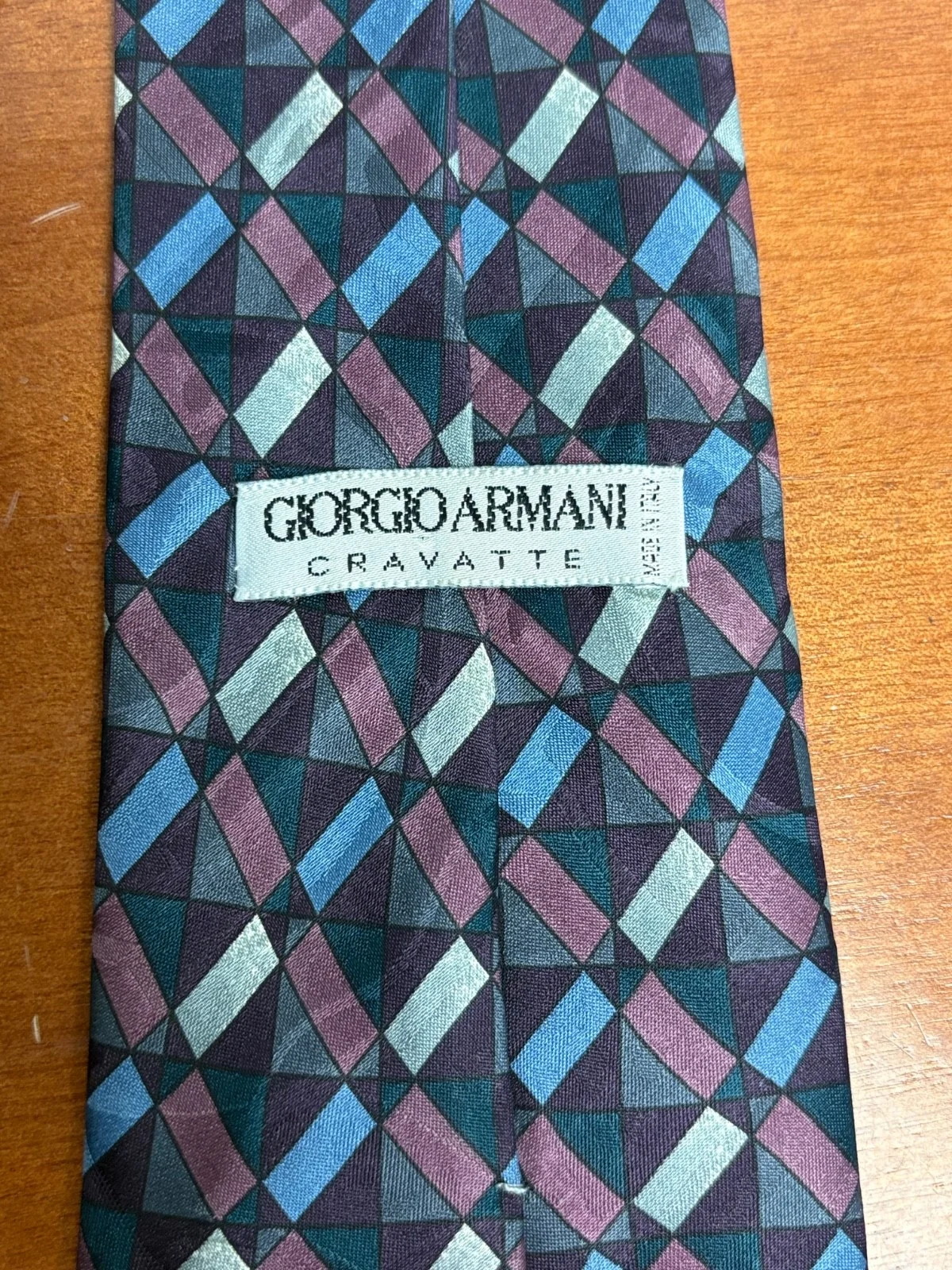 Giorgio Armani Cravatte Tie 100% Silk Geometric Abstract Made in Italy Purple – photo 8