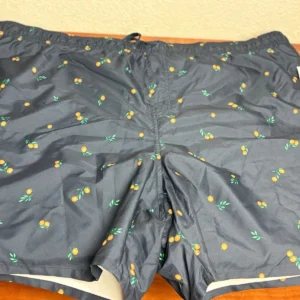 Old Navy Men's Swim Trunks Size 4XL XXXXL Navy Blue Orange Fruit Print NWT