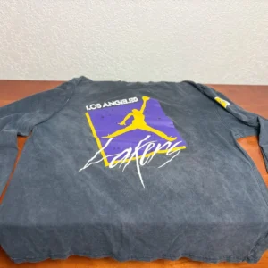 Nike Air Jordan Los Angeles Lakers Long Sleeve Shirt Men's Large Loose Fit Black