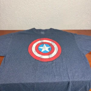 Marvel Captain America Shield Graphic T-Shirt Men's XL Blue Heather Short Sleeve
