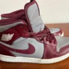 Nike Air Jordan 1 Mid Bordeaux Cement Grey DQ8426-615 Men's Size 10 Used