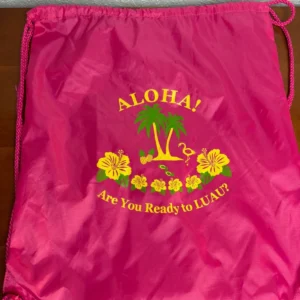 Hot Pink Aloha Luau Drawstring Backpack Cinch Sack Tropical Hibiscus Party Bag