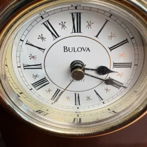 Bulova B2729 Wooden Mantel Clock Quartz Japan Movement Roman Numerals – photo 5