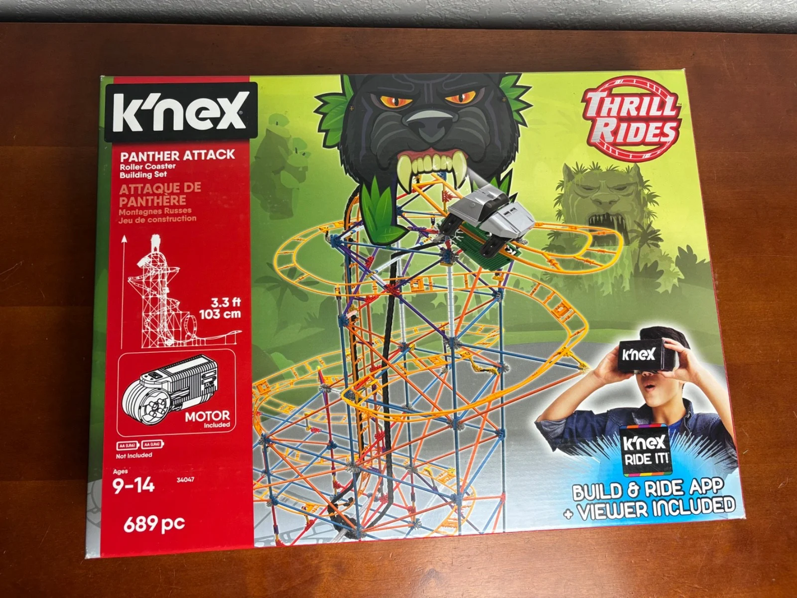 K'NEX Panther Attack Roller Coaster Building Set 34047 with Motor & Manual Works