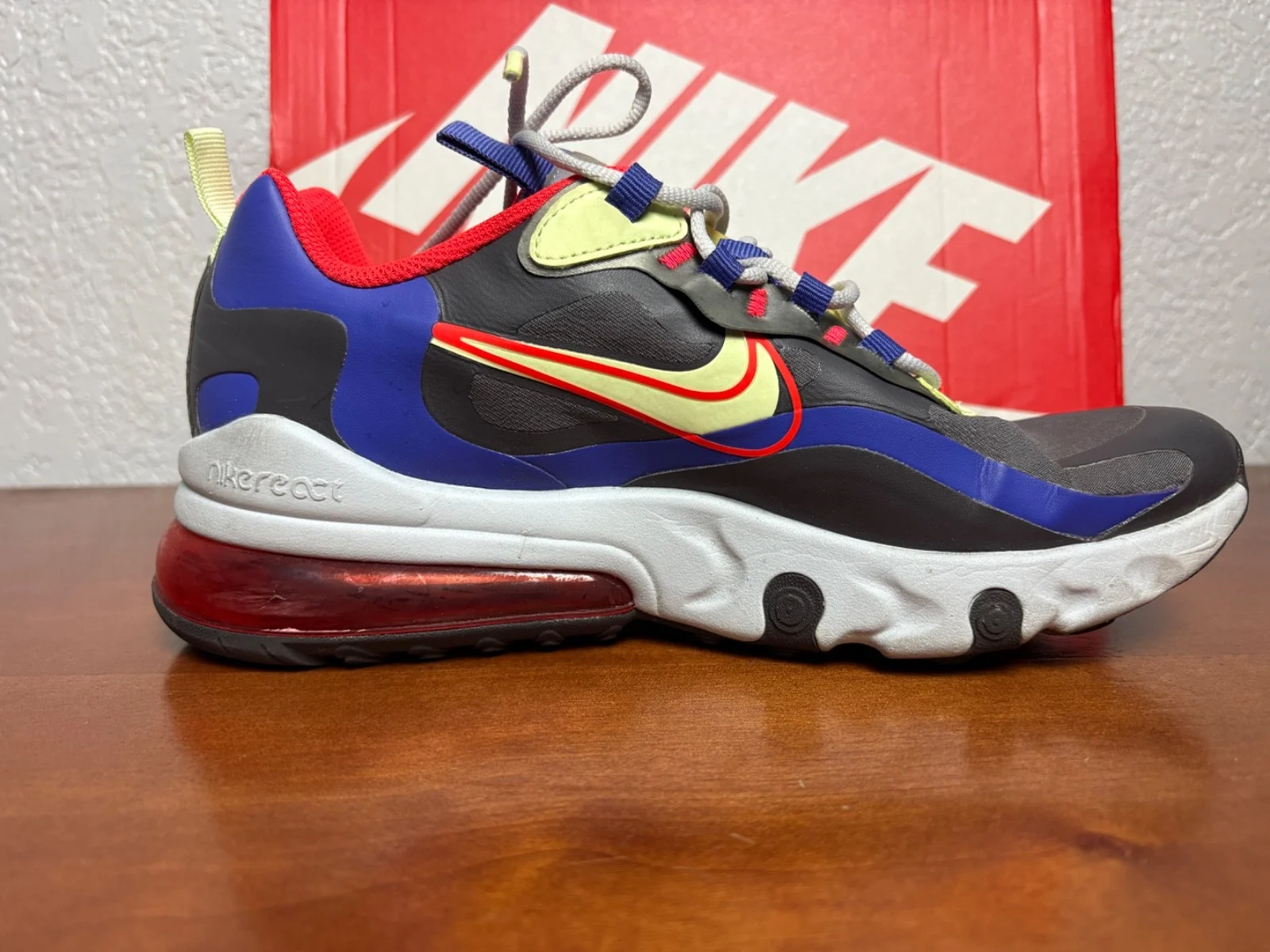 Nike Air Max 270 React GS Thunder Grey Barely Volt CT1630-001 Size 7Y Sneakers – photo 5