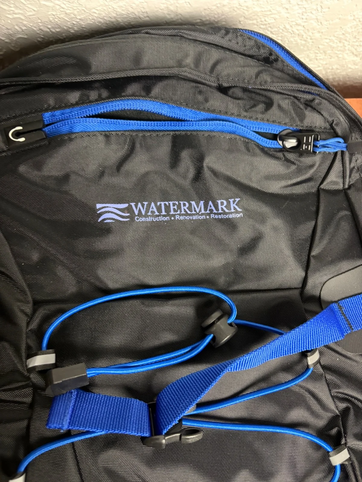 Basecamp Black & Blue Laptop Backpack Watermark Logo Padded Straps Travel Bag – photo 2