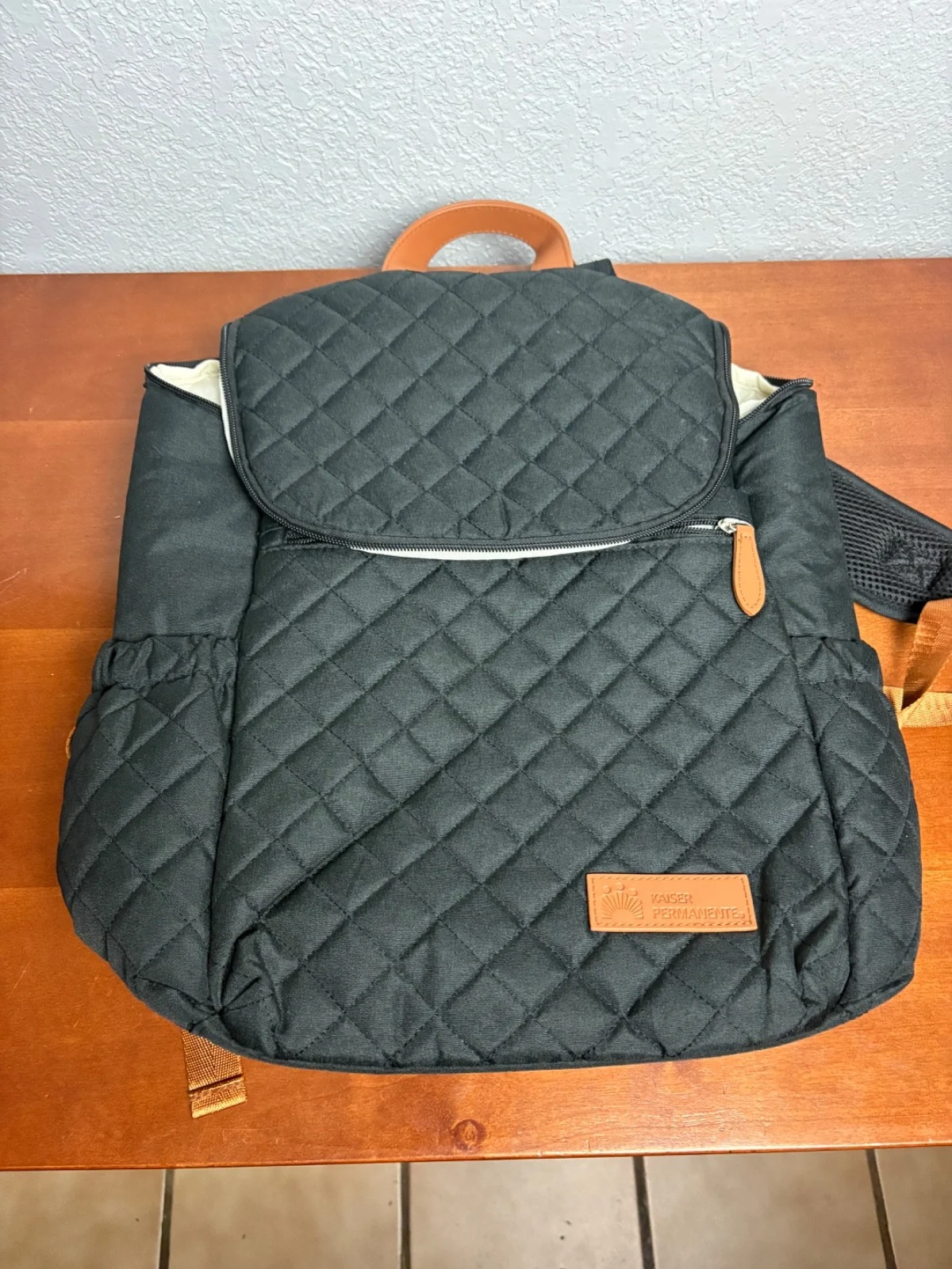 Kaiser Permanente Multifunction Black Diaper Bag Backpack Baby Changing Ba