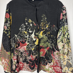 Citron Santa Monica 100% Silk Butterfly Floral Jacket XL