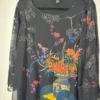 Citron Santa Monica Silk Blend Floral Blouse XL Black Burnout Sheer Chiffon Top