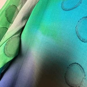 Citron Santa Monica Silk Blouse XL Blue Green Polka Dot Burnout Sheer High Low – photo 8