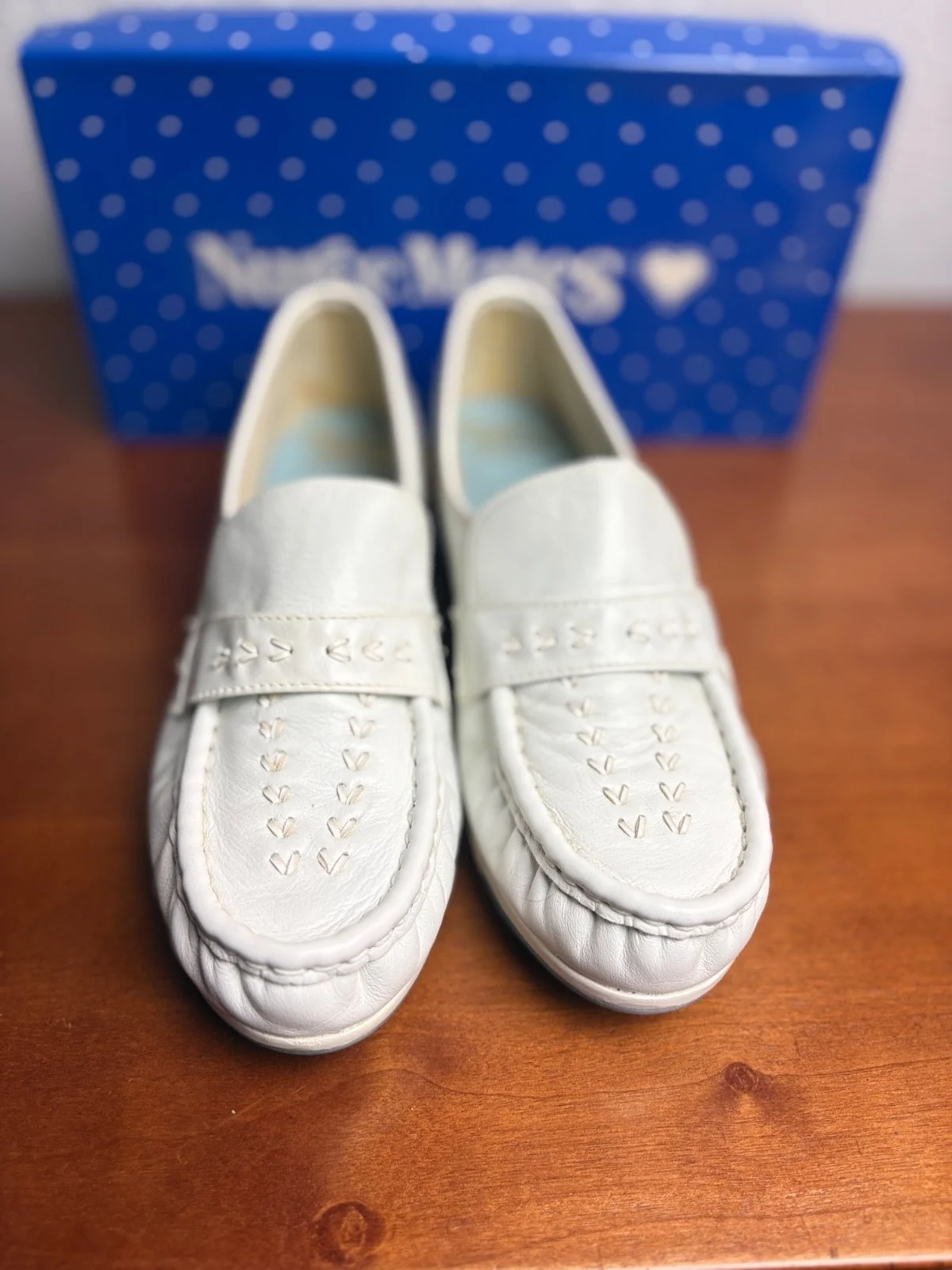 Nurse Mates Shoes Womens Size 9.5 White Leather Lace Up Comfort Nursing Oxford