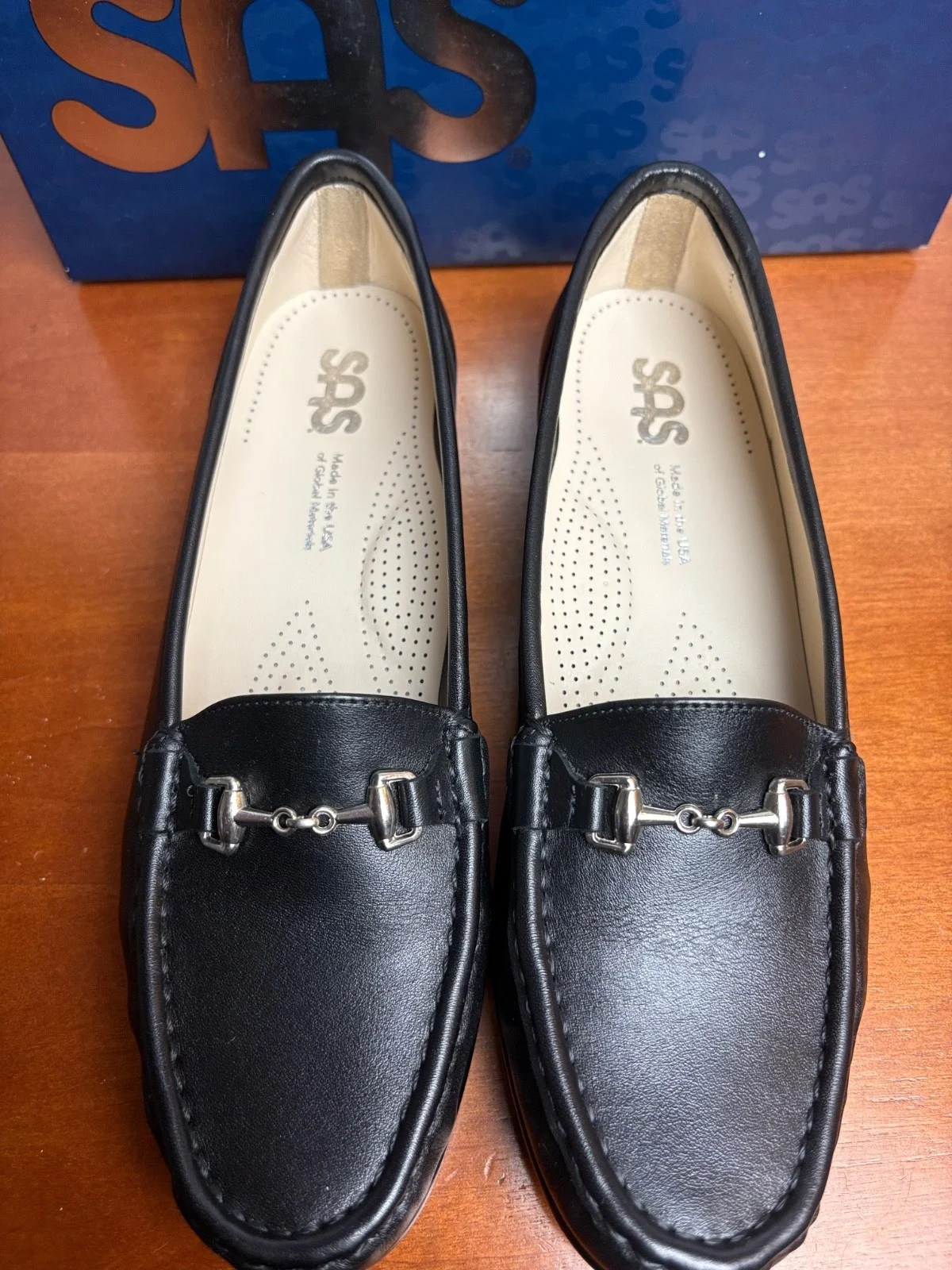 SAS Metro Women's 9.5 N Black Leather Bit Loafers Made in USA Comfort Shoes