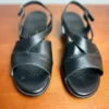 SAS Caress Black leather slingback wedge comfort sandals size 9.5 M