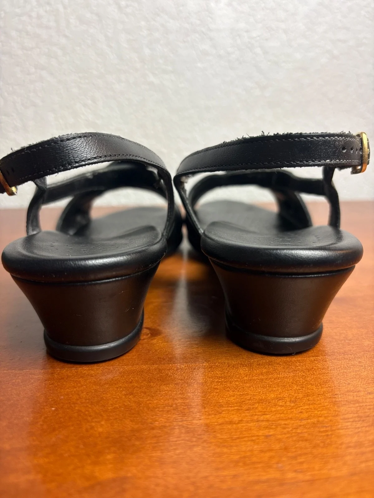 SAS Caress Black leather slingback wedge comfort sandals size 9.5 M – photo 6