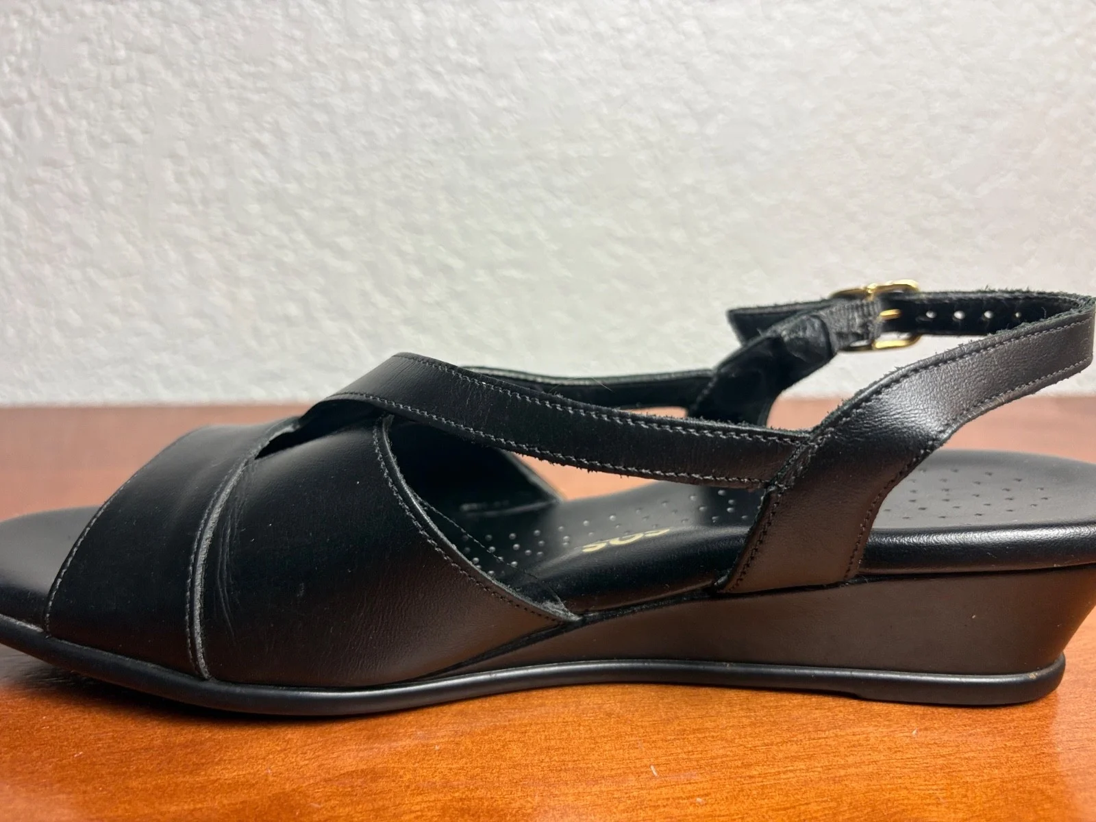SAS Caress Black leather slingback wedge comfort sandals size 9.5 M – photo 8