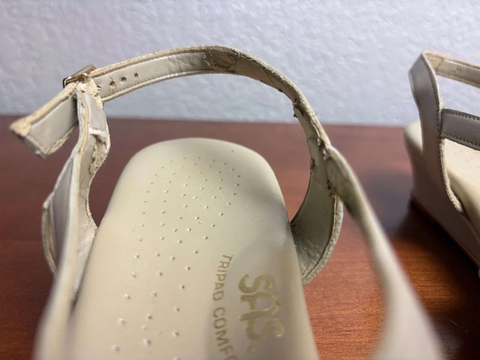 SAS Caress Wedge Sandals Women’s Sz 9.5 W Cross Strap Bone Beige Tripad Comfort – photo 11