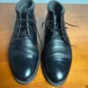 Johnston & Murphy Deerskin Boots Mens 7 M Black Leather Cap Toe Made in Italy