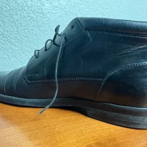 Johnston & Murphy Deerskin Boots Mens 7 M Black Leather Cap Toe Made in Italy – photo 10