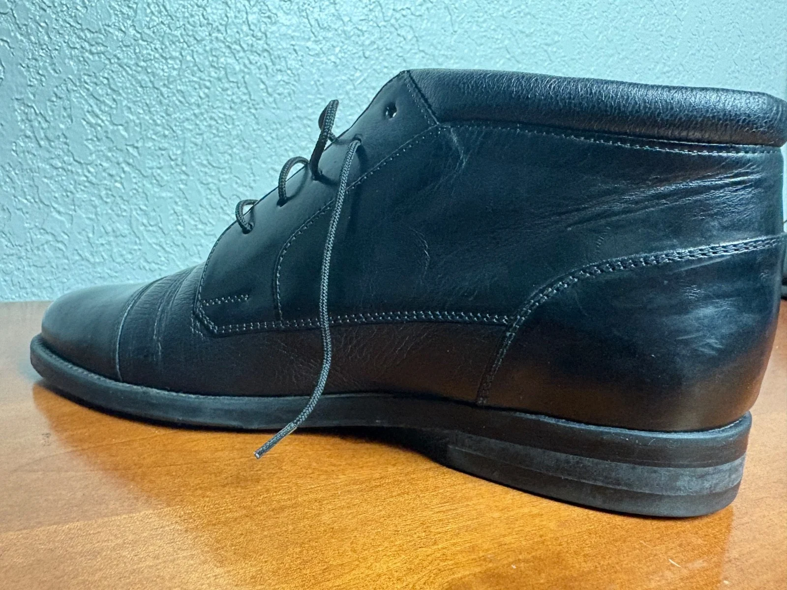 Johnston & Murphy Deerskin Boots Mens 7 M Black Leather Cap Toe Made in Italy – photo 10