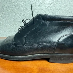 Johnston & Murphy Deerskin Boots Mens 7 M Black Leather Cap Toe Made in Italy – photo 11