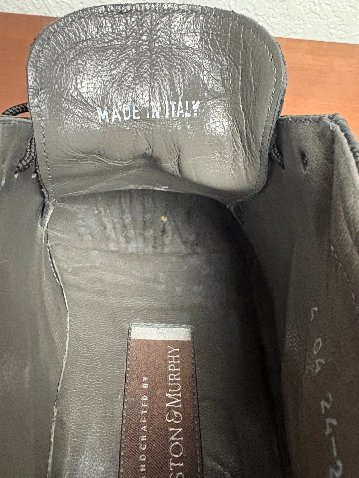 Johnston & Murphy Deerskin Boots Mens 7 M Black Leather Cap Toe Made in Italy – photo 14