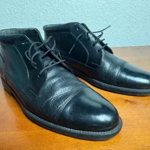 Johnston & Murphy Deerskin Boots Mens 7 M Black Leather Cap Toe Made in Italy – photo 3
