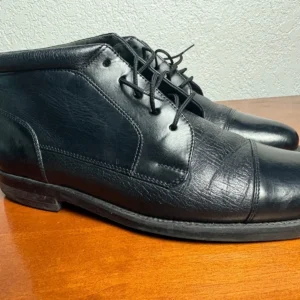 Johnston & Murphy Deerskin Boots Mens 7 M Black Leather Cap Toe Made in Italy – photo 4