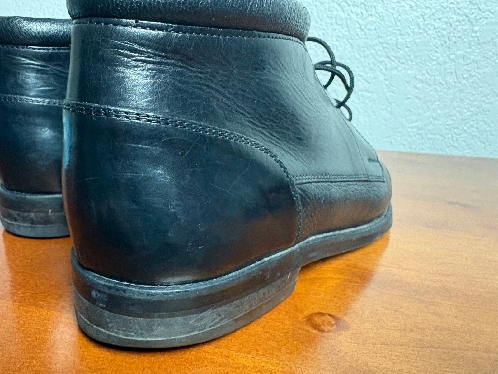 Johnston & Murphy Deerskin Boots Mens 7 M Black Leather Cap Toe Made in Italy – photo 6