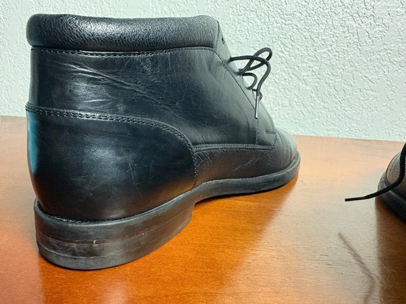 Johnston & Murphy Deerskin Boots Mens 7 M Black Leather Cap Toe Made in Italy – photo 7