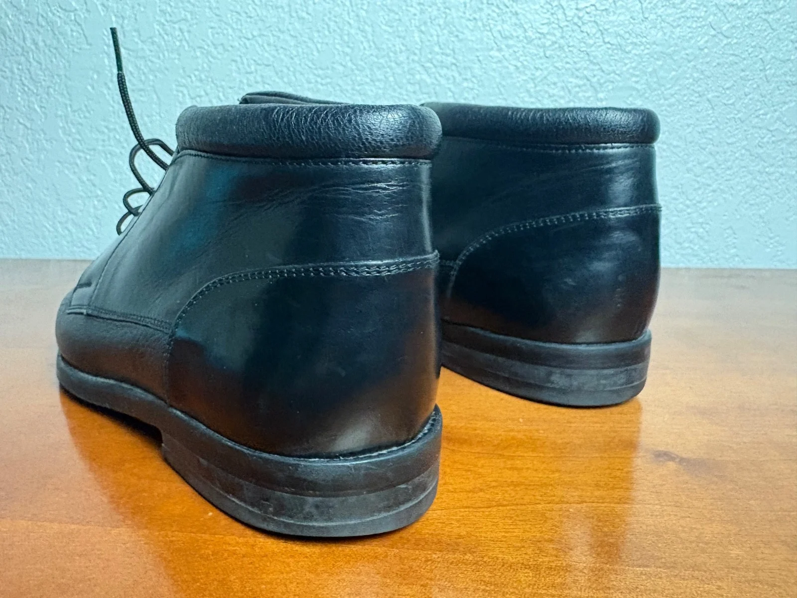 Johnston & Murphy Deerskin Boots Mens 7 M Black Leather Cap Toe Made in Italy – photo 9