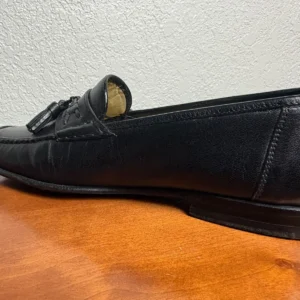 Santoni Italy Mens 7.5 D Black Leather Tassel Loafers Vero Cuoio Dress Shoes – photo 11