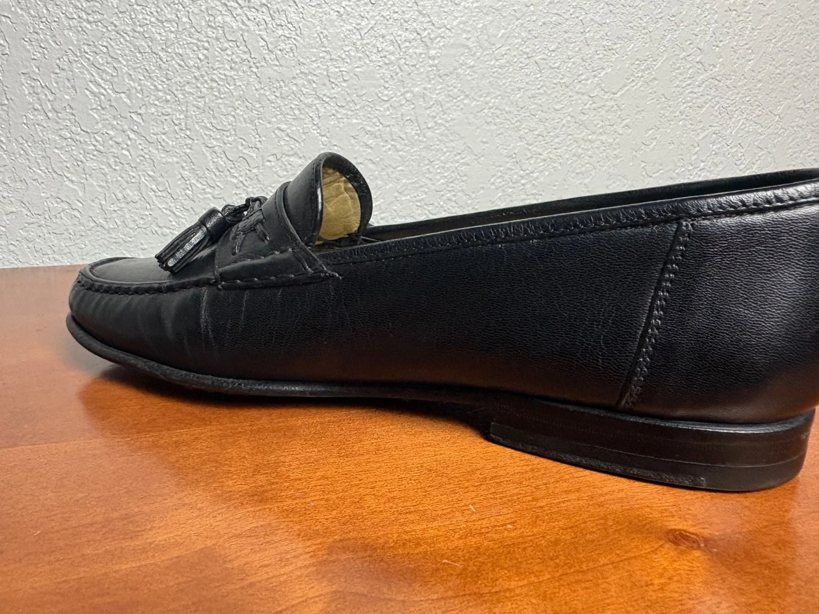Santoni Italy Mens 7.5 D Black Leather Tassel Loafers Vero Cuoio Dress Shoes – photo 11