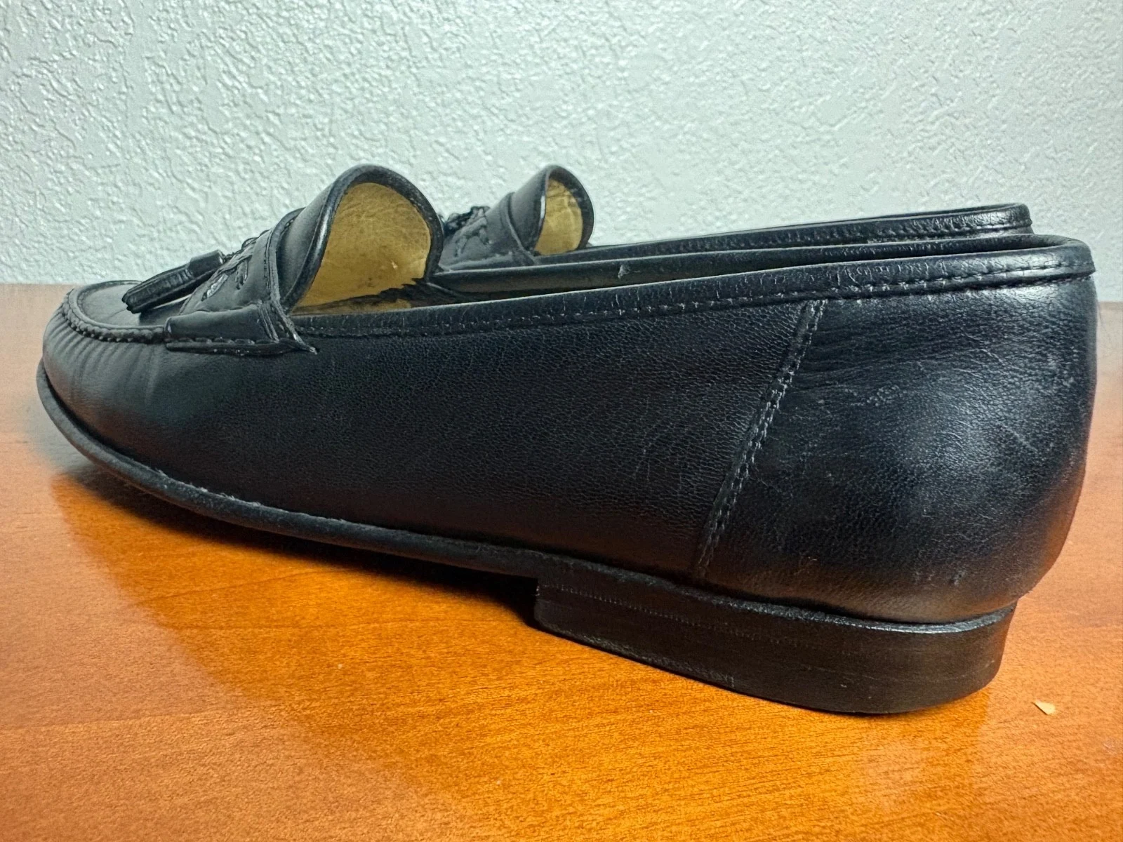 Santoni Italy Mens 7.5 D Black Leather Tassel Loafers Vero Cuoio Dress Shoes – photo 12