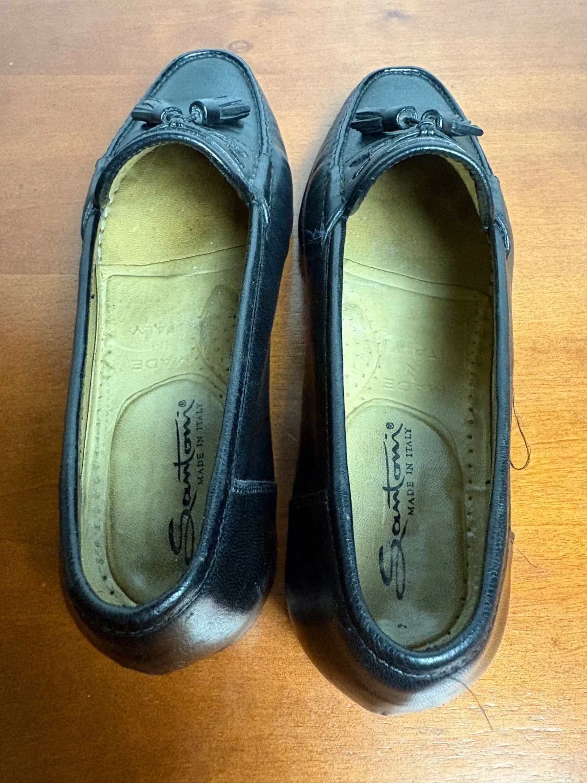 Santoni Italy Mens 7.5 D Black Leather Tassel Loafers Vero Cuoio Dress Shoes – photo 13