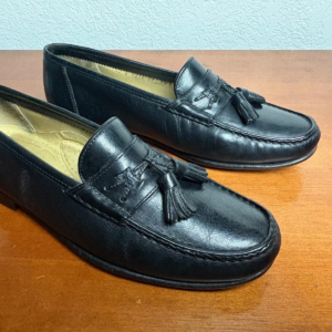 Santoni Italy Mens 7.5 D Black Leather Tassel Loafers Vero Cuoio Dress Shoes – photo 3