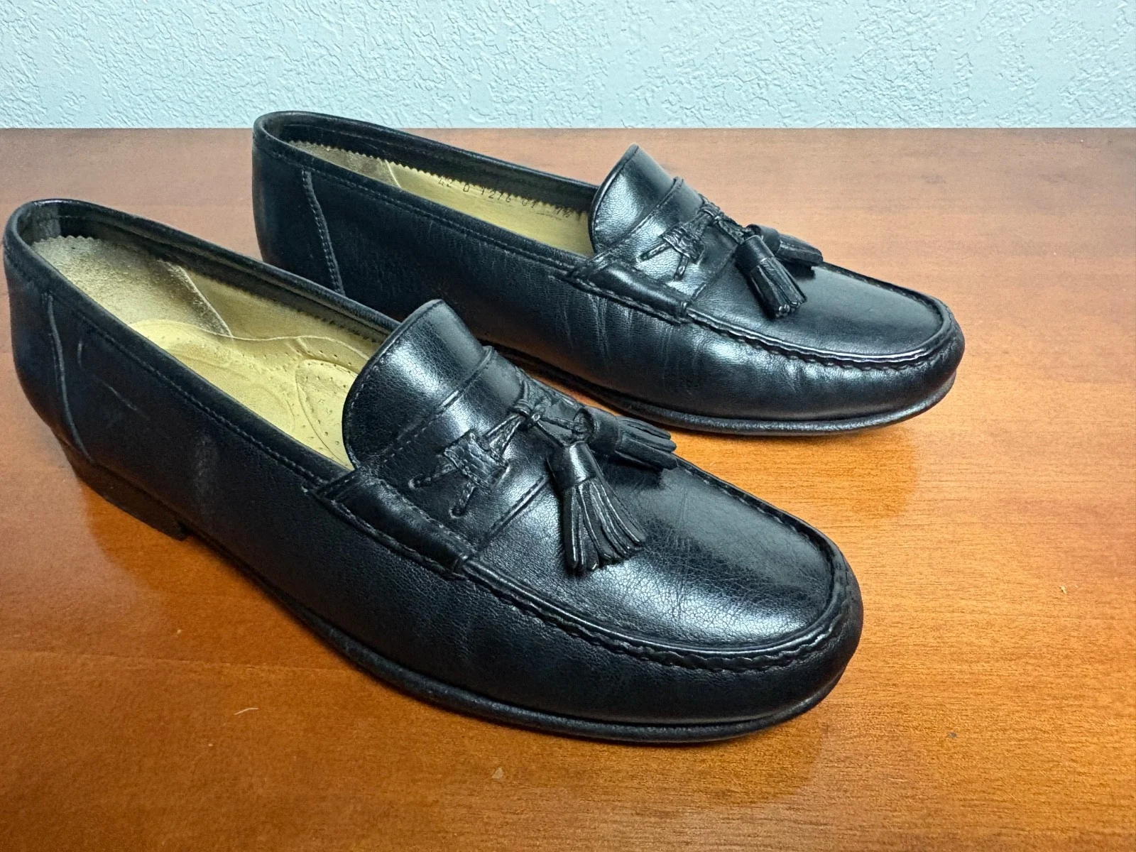Santoni Italy Mens 7.5 D Black Leather Tassel Loafers Vero Cuoio Dress Shoes – photo 3