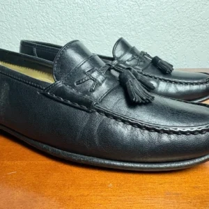 Santoni Italy Mens 7.5 D Black Leather Tassel Loafers Vero Cuoio Dress Shoes – photo 4
