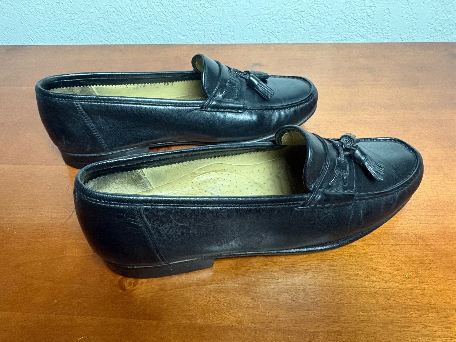 Santoni Italy Mens 7.5 D Black Leather Tassel Loafers Vero Cuoio Dress Shoes – photo 5