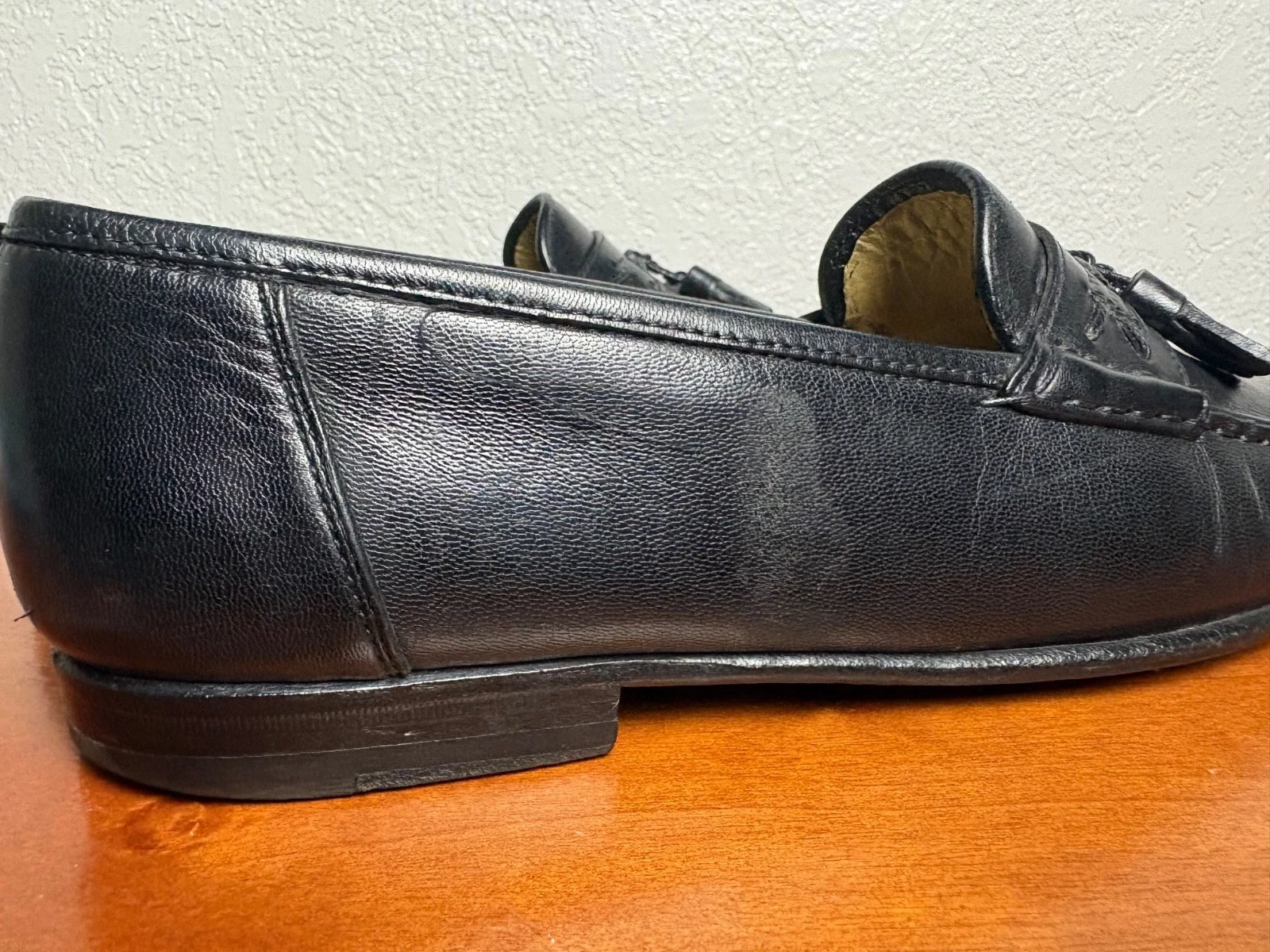 Santoni Italy Mens 7.5 D Black Leather Tassel Loafers Vero Cuoio Dress Shoes – photo 6
