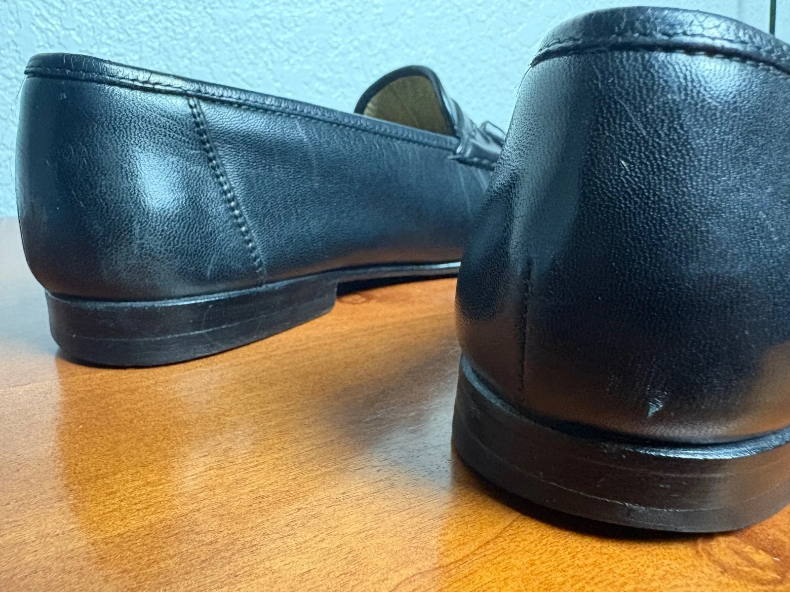 Santoni Italy Mens 7.5 D Black Leather Tassel Loafers Vero Cuoio Dress Shoes – photo 7