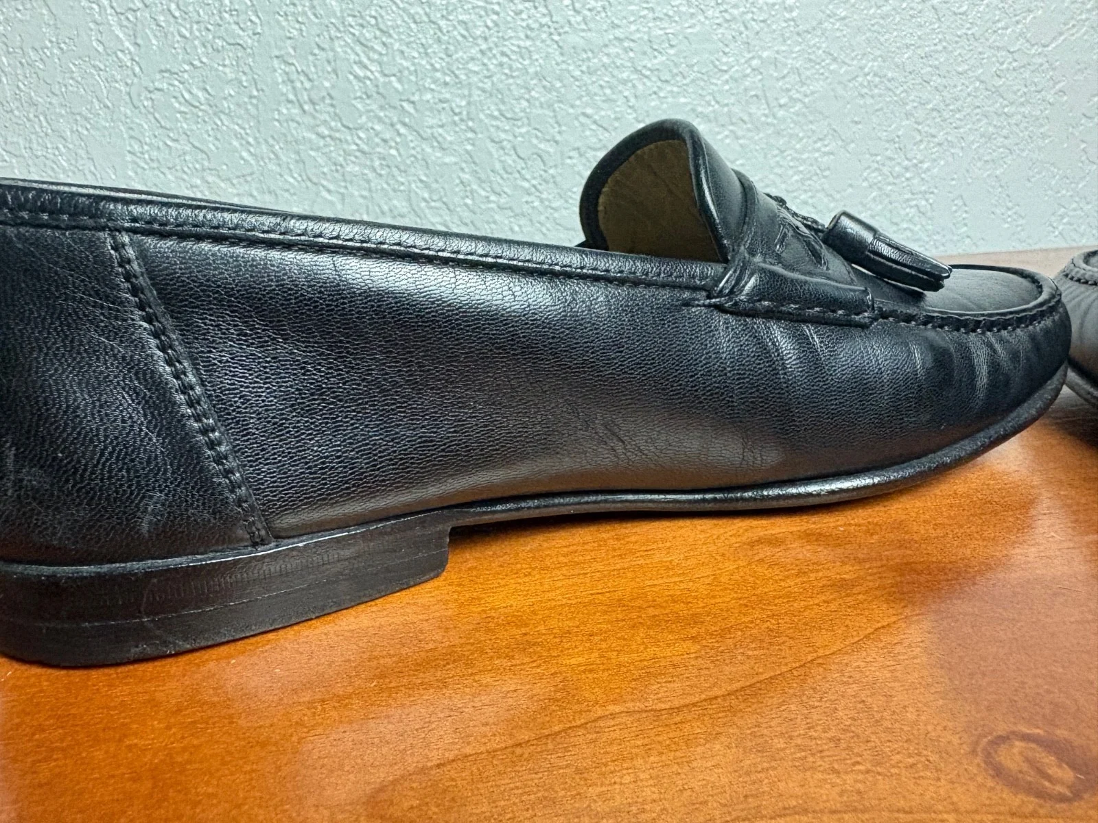 Santoni Italy Mens 7.5 D Black Leather Tassel Loafers Vero Cuoio Dress Shoes – photo 8