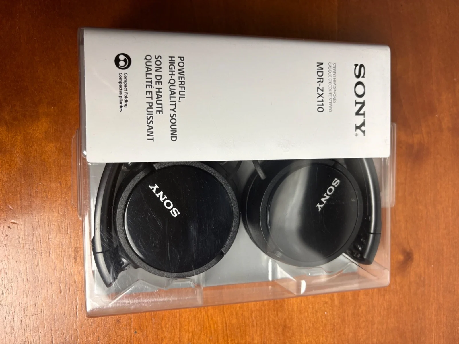 Sony MDR-ZX110 Wired Stereo Headphones Black - Compact Folding - Open Box