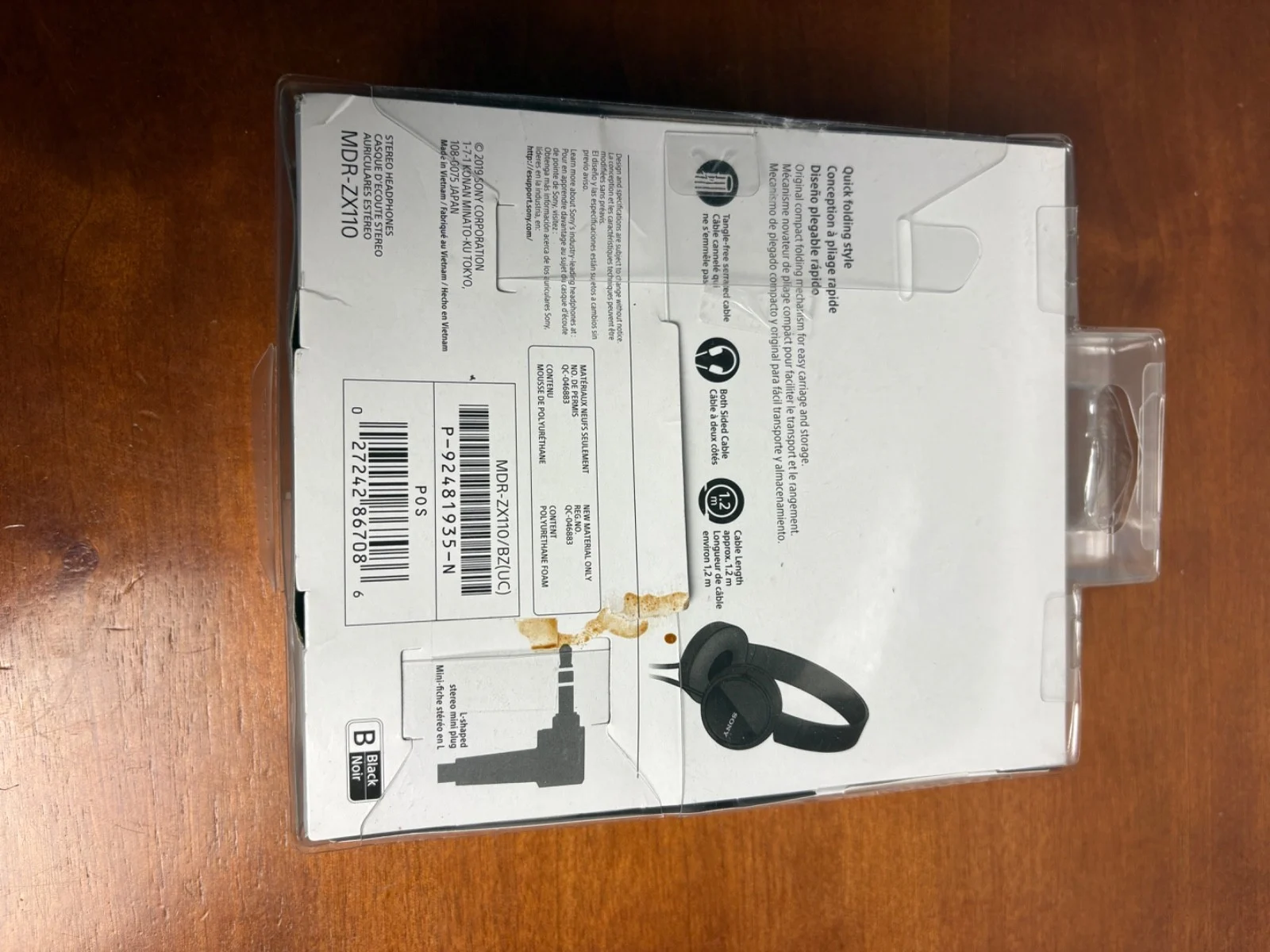 Sony MDR-ZX110 Wired Stereo Headphones Black - Compact Folding - Open Box – photo 2