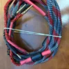 Single High-End Braided Speaker Cable - Banana Plugs to Raw Wire - Red/Gray/Blac