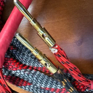 Single High-End Braided Speaker Cable - Banana Plugs to Raw Wire - Red/Gray/Blac – photo 3