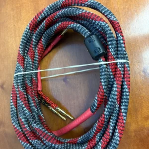 Single High-End Braided Speaker Cable - Banana Plugs to Raw Wire - Red/Gray/Blac – photo 4