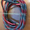 Single High-End Braided Speaker Cable - Banana Plugs to Raw Wire - Red/Gray/Blac